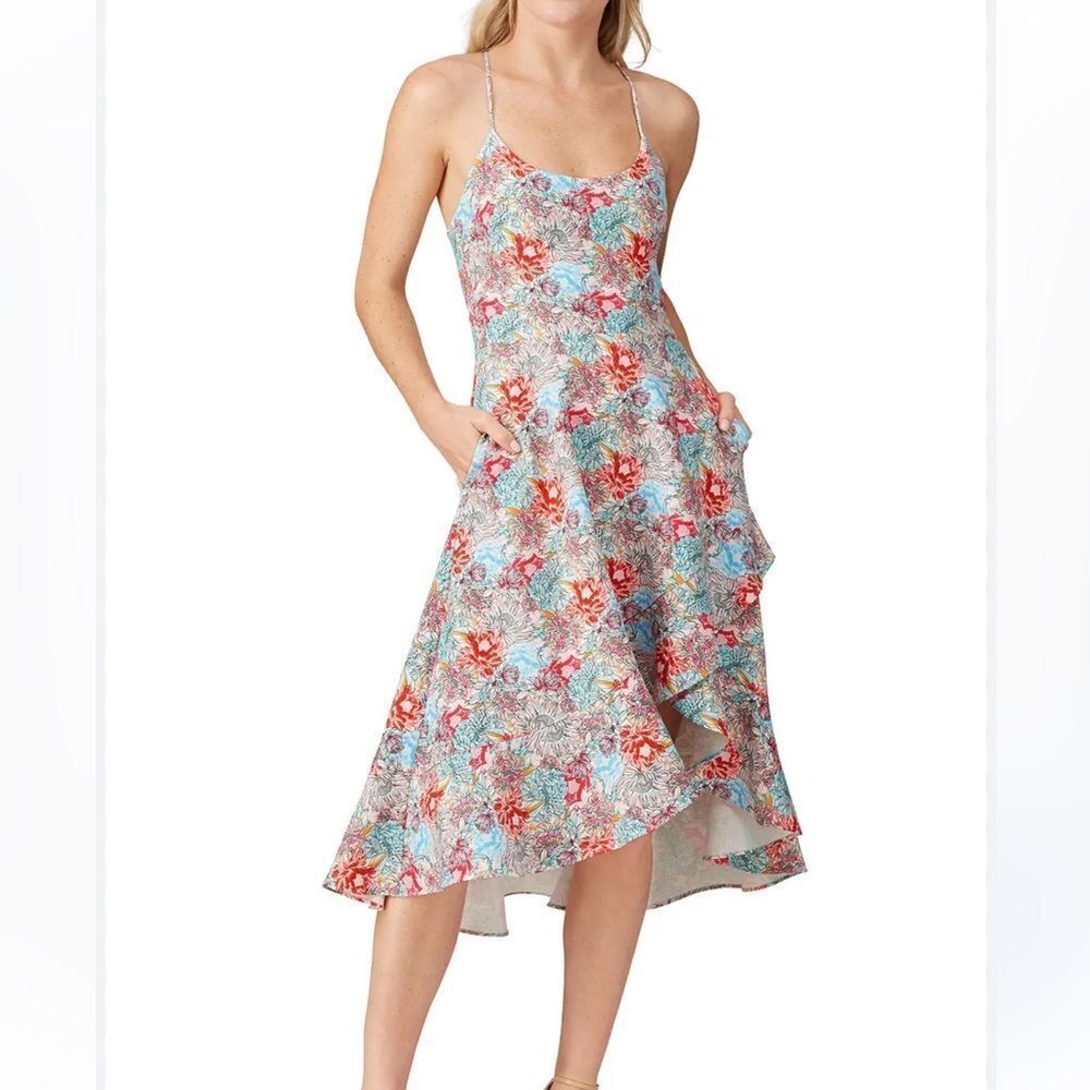 Black Halo Marie White Floral Midi Dress | 8